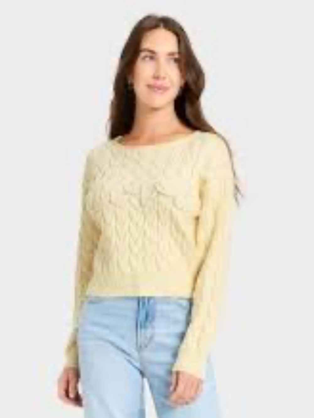 UNIVERSAL THREAD size SMALL Pale Yellow Crewneck Sweater "LOVE" NEW $35 - Picture 3 of 11